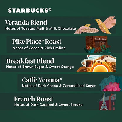 Starbucks K-Cup Coffee Pods—Starbucks Blonde, Medium & Dark Roast Coffee—Variety Pack for Keurig Brewers—100% Arabica—1 box (40 pods total)
