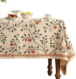 Load image into Gallery viewer, Designer Floral Table Cloth for Rectangle Table,French Linen Light Beige Indoor Tablecloth,Fall Wrinkle Resistant Decor Tablecloths for Dining Thanksgiving Kitchen,55"*79"-Flora A