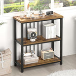 Load image into Gallery viewer, FOLUBAN 3 Tier Bookshelf, Industrial Wood and Metal Bookcase, Small Book Shelf for Home Office Bedroom Living Room, Rustic Brown