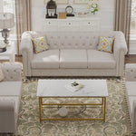 Load image into Gallery viewer, SAYGOER White Faux Marble Coffee Table Simple Modern Rectangular Coffee Tables Open Design Minimalist Center Table for Living Room Office, 39.37 x 19.69 x 17.72, White Gold