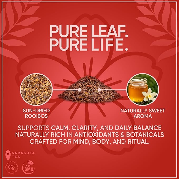 Organic Rooibos Loose Leaf Tea | 100% Pure South African Red Tea | Naturally Caffeine-Free | USDA Organic | 1lb Bulk Bag | Smooth & Earthy Flavor | Herbal Wellness | Non-GMO