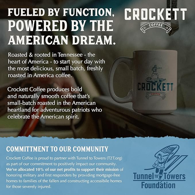 Crockett Medium Roast Ground Coffee – Bold Medium Roast Ground Coffee with Smooth Body, Balanced Flavor & Clean Finish – Perfect for Classic Coffee Drinks, All-Day Energy & Healthy Coffee Habits