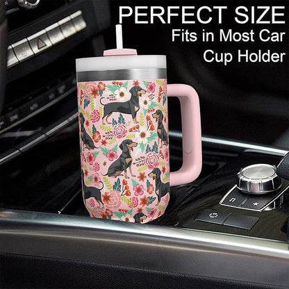 Dachshund Gifts for Women and Dachshund Lovers - 30 Oz Insulated Dachshund Coffee Water Tumbler with Handle and Straw - Dachshund Coffee Mug - Dachshund Drinking Cup Women