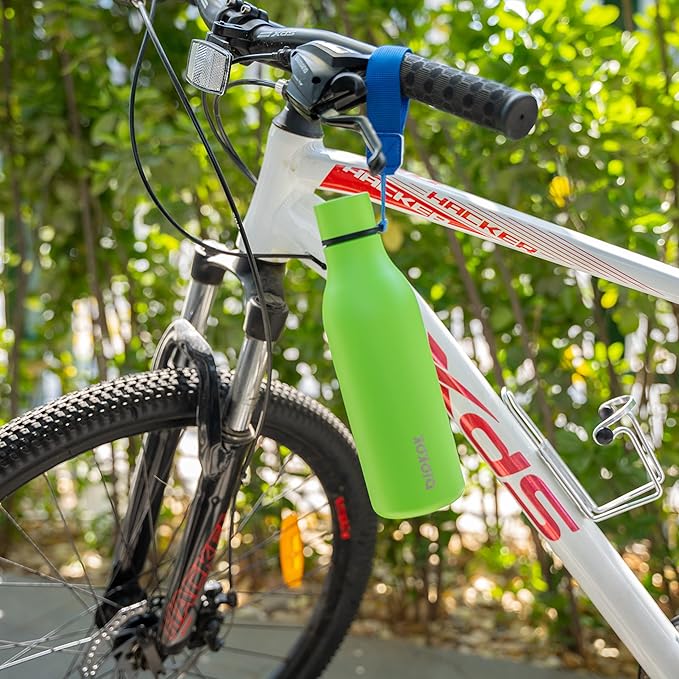 BJPKPK Insulated Water Bottles, 18 oz Stainless Steel Metal Water Bottle with Strap, BPA Free Leak Proof Jugs, Mugs, Flasks, Reusable Thermal Flasks for Sports & Travel, Pink