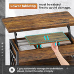 Load image into Gallery viewer, Itaar 40" Lift Top Coffee Table, 4 in 1 Coffee Tables with Storage for Living Room, Small Farmhouse Coffee Table with 2 Drawers &amp; LED Light for Dining Reception Room, Rustic Brown
