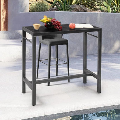 39*39*17 Outdoor Bar Table Extra Wide,Tall Bar Height Outdoor Pub Table, Ideal for Patio, Hot Tub, Dining, Balcony, Poolside, Weatherproof Composite Top, Rustproof, Built In Bottle Opener,Black