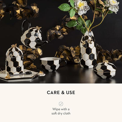 MACKENZIE-CHILDS Ceramic Queen Bee Honey Pot with Lid, Beehive Decor for Kitchen