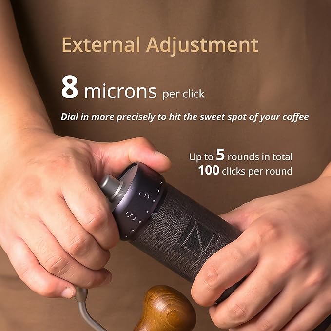 1Zpresso J-Ultra Manual Coffee Grinder Iron Gray, Conical Burr, Foldable Handle, Magnet Catch Cup Capacity 40g, Numerical Adjustable Finely Setting, Faster Grinding Efficiency ideal for Espresso