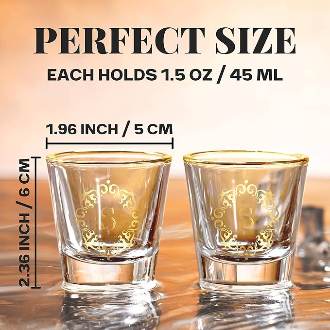 Personalized Shot Glass Set, Custom Gifts for Tequila, Vodka, or Whiskey Lovers, Birthday, Christmas Gifts for Him, Her, 2 Pack, with Initial R