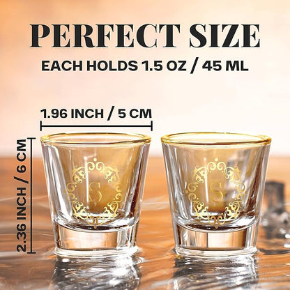 Personalized Shot Glass Set, Custom Gifts for Tequila, Vodka, or Whiskey Lovers, Birthday, Christmas Gifts for Him, Her, 2 Pack, with Initial T