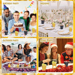 Load image into Gallery viewer, 100 Pack 2 oz Plastic Shot Glasses Disposable Shot Cups, Mini 2oz Party Cups for Graduation, Christmas, Birthday, Wedding, Bachelorette Party (Gold, Black)