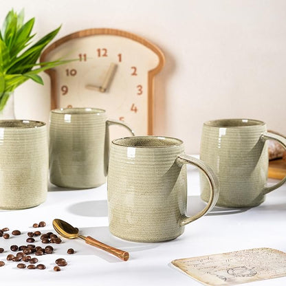 GBHOME Large Coffee Mugs Set of 6, 18oz Handmade Ceramic Coffee Mugs Set with Gradient color for Latte/Tea/Beer/Hot Cocoa, Dishwasher & Microwave Safe, Khaki