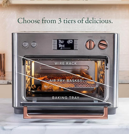 Café Couture Oven with 14 essential cooking modes, including Air Fry, CrispFinish, Bake, Broil, Roast, Toast, Pizza, WiFi & Smart Connected, Voice Control, Countertop Small Appliances, Steel Silver