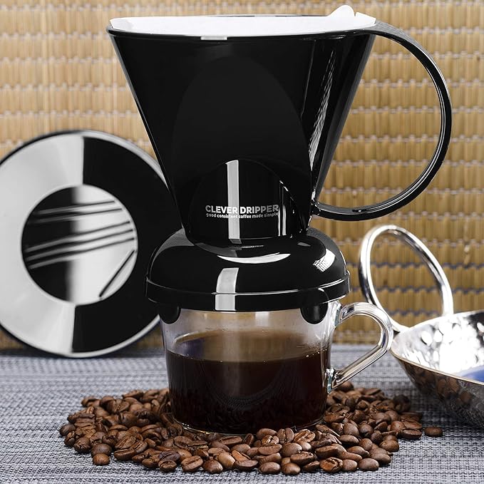 Clever Coffee Dripper and Filters, Large 18 oz (Black)| Barista's Choice| Safe BPA Free Plastic|Includes 100 Filters