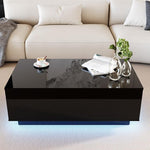 Load image into Gallery viewer, 41" LED Coffee Table with 2 Drawers - High Gloss Black Modern Table with Lighting for Living Room (41.33" W x 23.62" D)