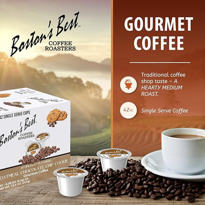 Boston’s Best - Oatmeal Chocolate Chip Cookie Flavored Coffee Blend, Dessert Gourmet Compatible with Keurig Coffee Maker, 1 Count (42 Single Serve Medium Roast Cups)