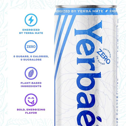 Yerbaé Energy Seltzer - Variety Performance Pack. No Sugar/Calories/Carbs. Energized by Yerba Mate Naturally Caffeinated Plant-Based, Healthy Alternative to Coffee/Sugary Sodas, Pack of 12, 12oz cans