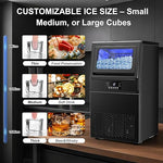 Load image into Gallery viewer, High-Efficiency Commercial Ice Maker: 100 lbs Daily Production, Stainless Steel Under Counter Ice Machine, 25 lbs Ice Storage Capacity, Dual Water Inlet, for Home Commercial Use
