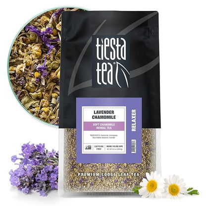 Tiesta Tea - Lavender Chamomile Herbal Tea, Loose Leaf, Calming Blend with Chamomile and Lavender, Caffeine-Free Herbal, Great for Hot or Iced Brews, Resealable Bulk Pouch, 200 Cups, 8 Ounce