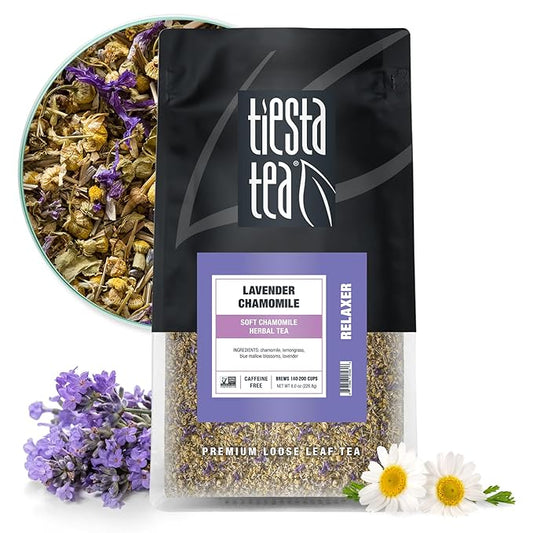 Tiesta Tea - Lavender Chamomile Herbal Tea, Loose Leaf, Calming Blend with Chamomile and Lavender, Caffeine-Free Herbal, Great for Hot or Iced Brews, Resealable Bulk Pouch, 200 Cups, 8 Ounce