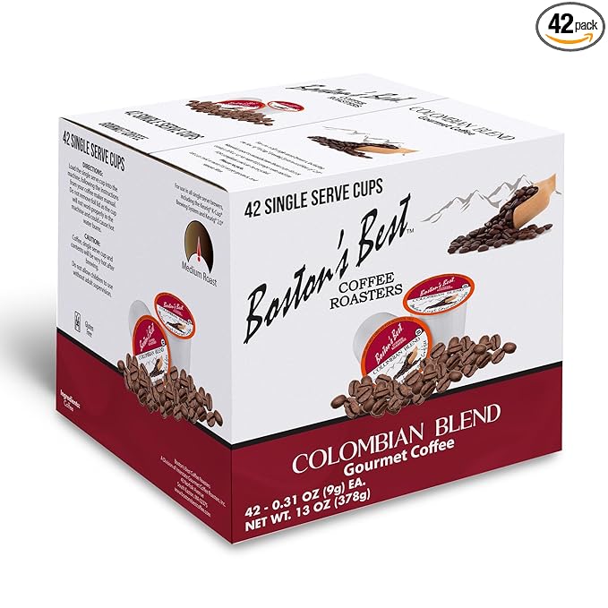 Boston’s Best - Colombian Blend Delectable Gourmet Coffee, Bold Medium Roast Compatible with Keurig Coffee Maker - 1 Count (42 Single Serve Cups)