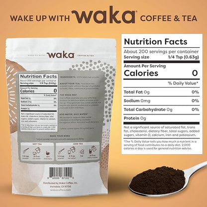 Waka Instant Black Tea Mix, Kenyan - 100% Tea Leaves, No Additives, Unsweetened Tea Powder for 50 Quarts or 200 Cups – Easy and Quick Hot or Iced Teas (4.5oz)