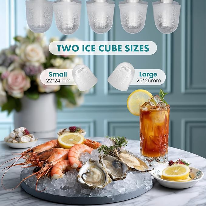 OLIXIS Ice Maker Machine with Handle,26lbs in 24Hrs,9 Ice Cubes in 6 Mins,Auto-Cleaning Portable Ice Maker with Basket and Scoop, Countertop Ice Maker for Home/Kitchen/Camping/RV, Bright Black