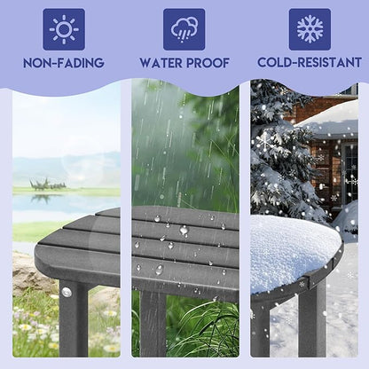 LZRS Outdoor Side Table - 2-Tier Adirondack HDPE Patio End Table for Pool, Porch,Balcony & Backyard,Weather Resistance for Indoor and Outdoor use(Grey)