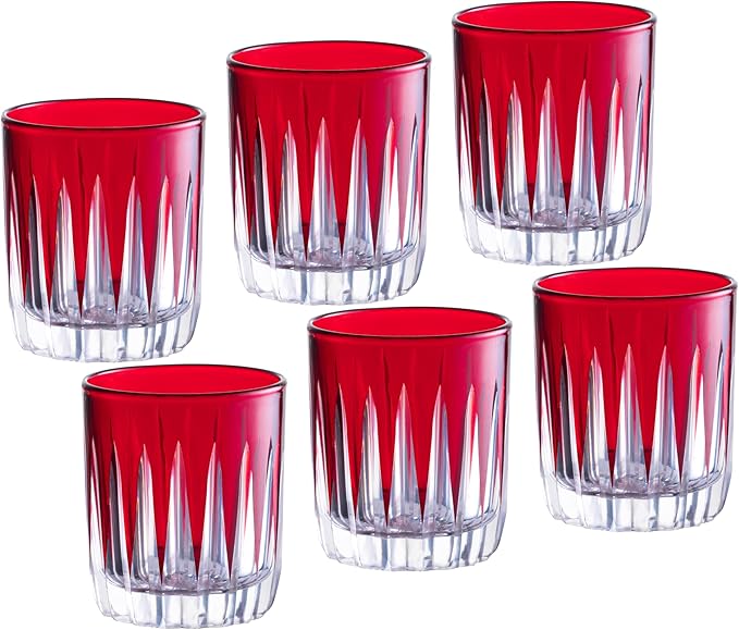 Barski - Colored Shot Glass - Ruby (Red) Liquor Glasses - Set of 6 Elegant Colored Shot Glassware - Use for Vodka, Tequila, Whiskey, Spirits & Liquors - Each Glass is 2.6 oz., Made in Europe