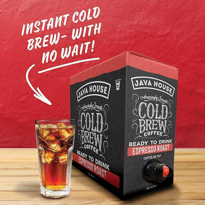 Java House Cold Brew Coffee on Tap (Pack of 2) – Premium 100% Arabica Dark Roast – Smooth Espresso Flavor with Dark Chocolate Notes – 1 Gallon Box (16 Servings) – Ready to Drink, No Brewing Required, Fridge-Friendly