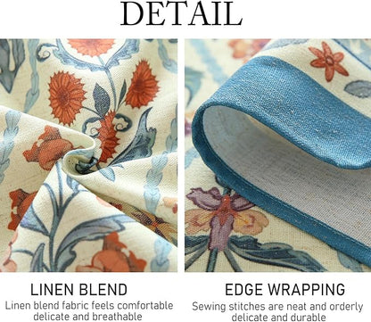 Designer Linen Elegant Long Rectangle Table Cloth,Colorful Floral Bohemian Tablecloth,Wrinkle Resistant Decor Tablecloths for Dining Thanksgiving Kitchen,63"*94"-Floralsea A