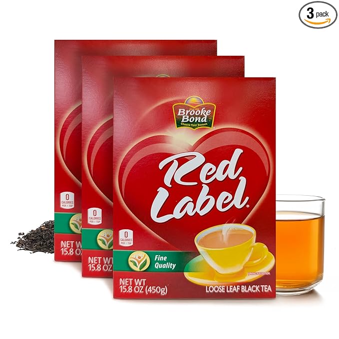 Red Label Tea by Brooke Bond | Loose Tea | Black Tea | Compatible for Chai & Milk | Premium Blend | Refreshing Taste | 450 Grams (Pack of 3)