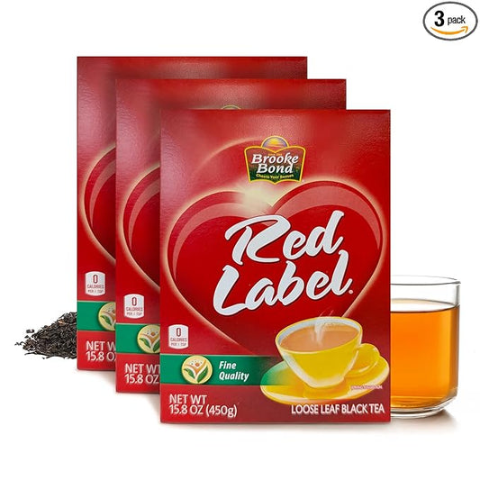 Red Label Tea by Brooke Bond | Loose Tea | Black Tea | Compatible for Chai & Milk | Premium Blend | Refreshing Taste | 450 Grams (Pack of 3)