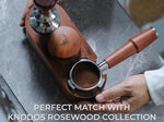 Load image into Gallery viewer, 51mm Espresso Distributor Tool KNODOS Rosewood Coffee Distributor Stainless Steel 51 mm Distribution Tool Leveler with Adjustable Depth Premium Espresso Machine Accessories