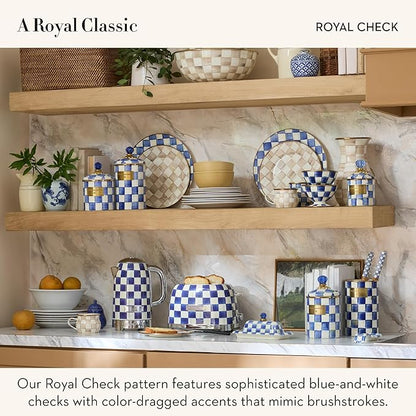 MACKENZIE-CHILDS Electric Kettle, Stainless-Steel Tea Kettle, Blue-and-White Royal Check