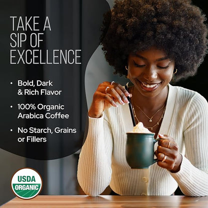 La Republica Founders Reserve Decaf Instant Mushroom Coffee Organic (35 Servings), Premium 50% More Shrooms, Rich Flavor