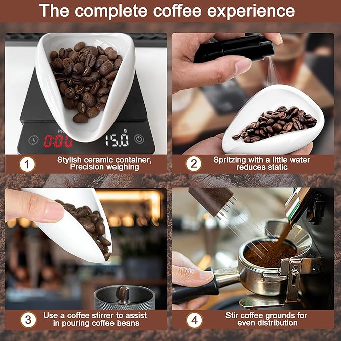 Coffee Bean Dosing Cup and RDT Spray Bottle, Espresso Coffee Stirrer 6 Needles WDT Tool- Coffee Bar Accessories for Coffee Lovers - 3 Pcs