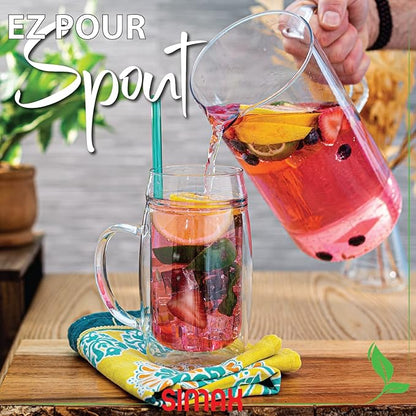 Simax Glass Pitcher, 64 Ounce (2 Quart) Borosilicate Glass, Made in Europe Hot and Cold Safe Iced Tea Pitchers for Drinks, Water, Lemonade Pitcher, Cocktail Jug, Sangria Pitchers