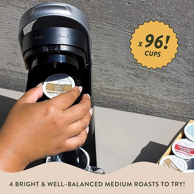 Angelino's Coffee - Medium Roast Coffee Pods Variety Pack, 96 Count - Includes Breakfast Blend, Colombian Nariño, Hawaiian Blend, Donut Shop, Single Serve Coffee Pods for Keurig K-Cup Brewers