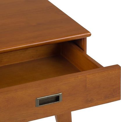 SIMPLIHOME Draper SOLID HARDWOOD 22 inch Wide Rectangle Mid Century Modern End Table in Teak Brown for the Living Room and Bedroom