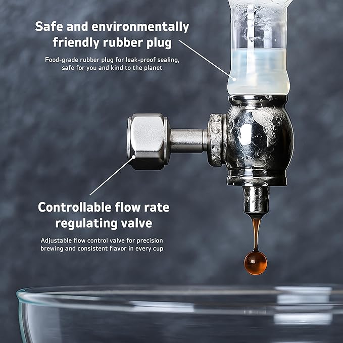 Nispira Cold Brew Drip Tower Iced Coffee Maker Glass Wooden Stand 25 Cups