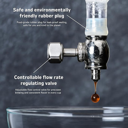 Nispira Cold Brew Drip Tower Iced Coffee Maker Glass Wooden Stand 25 Cups