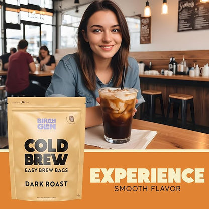 Birch Glen Roasters Cold Brew Coffee Bags - 12 Pack of Coarse Ground Coffee Filter Pitcher Packs for Easy Brewing - 100% Arabica - Yields 6 Pitchers - Crème Brulee Flavor