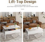 Load image into Gallery viewer, Shintenchi Coffee Table, Lift Top Coffee Table with Hidden Compartment, Rising Tabletop Dining Table, Lift Top Coffee Center Table for for Living Room, Office, Home (White)