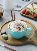 Load image into Gallery viewer, Teocera 24 oz Soup Bowls with Handles, Porcelain Large Coffee Mug Set, Jumbo Mugs, Soup Bowls Mugs set of 4 for Coffee, Oatmeal, Stew - Striped Design, Turquoise