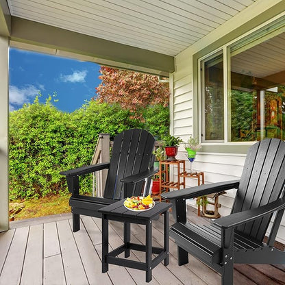 LZRS Adirondack Square Outdoor Side Table for Patio, Pool Composite Patio Table,HDPE End Tables for Backyard,Pool, Indoor Companion, Easy Maintenance & Weather Resistant(Black)