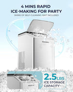 Load image into Gallery viewer, EUHOMY Nugget Ice Maker Countertop, Max 40lbs/Day, Auto-Cleaning, 2Qt Reservoir, Compact Sonic Ice Maker with 2.5lbs Basket and Scoop, Soft Chewable Nugget Ice for Home/Party/RV/Camping (Stainless)