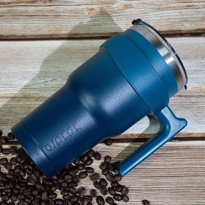 BJPKPK Tumbler With Handle And Straw 30 oz Stainless Steel Insulated Tumbler Cups With Lid For Water Or Ice Coffee,Indigo Black