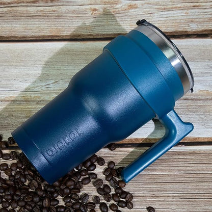 BJPKPK Tumbler With Handle And Straw 30 oz Stainless Steel Insulated Tumbler Cups With Lid For Water Or Ice Coffee,Indigo Black