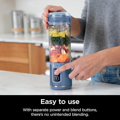 Ninja Blast Portable Blender, Cordless, 18oz. Vessel, Personal Blender For-Shakes and Smoothies, BPA Free, Leakproof-Lid and Sip Spout, USB-C Rechargeable, Dishwasher Safe Parts, Denim Blue, BC151ND